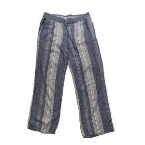 Old Navy White Blue Linen Blend loose striped pants Maritime Coastal Size: M